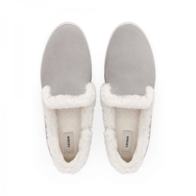 The Swift | Gray Suede Faux Fur Women's Sneaker - Click Image to Close