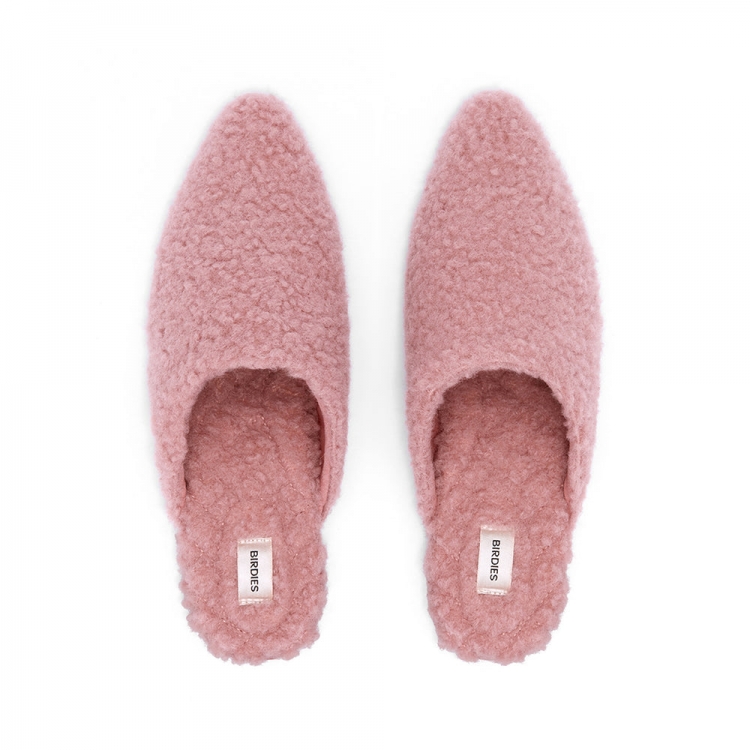 The Lark | Pink Faux Shearling Women's Slide - Click Image to Close