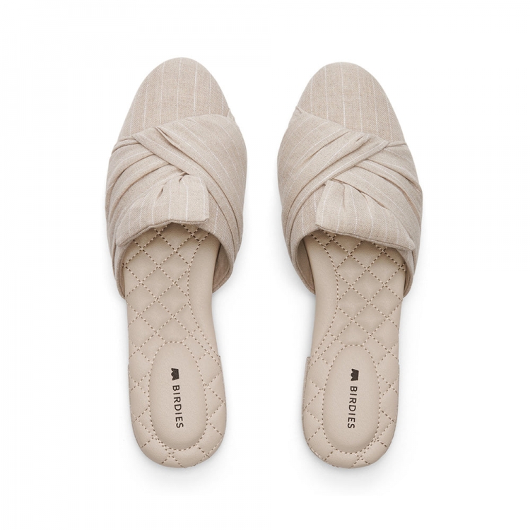 The Songbird | Vegan Neutral Linen Women's Slide - Click Image to Close