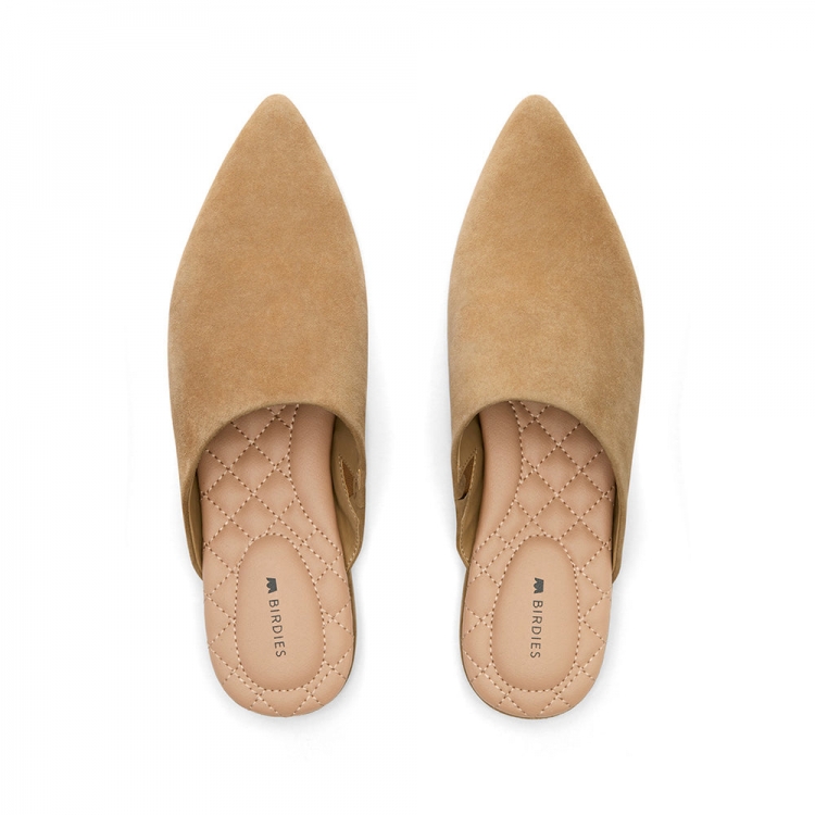 The Lark | Tan Suede Pointed Toe Women's Slide - Click Image to Close