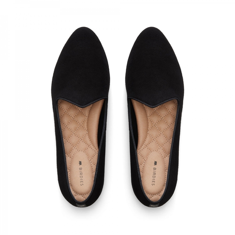 The Heron | Black Suede Women's Flat - Click Image to Close