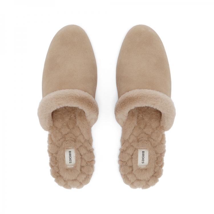 The Songbird | Brown Suede Fur-Lined Women's Slide - Click Image to Close