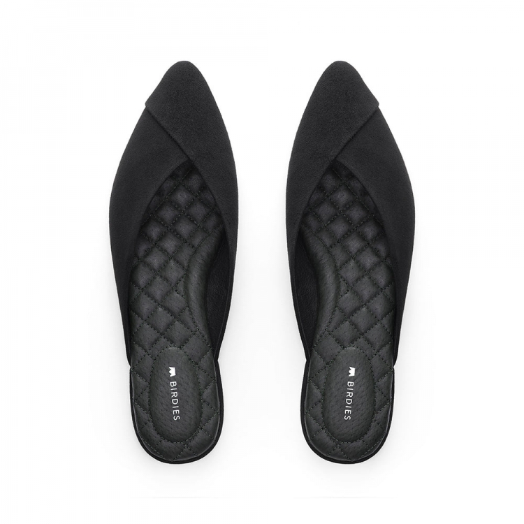 The Swan | Black Suede Women's Slide - Click Image to Close